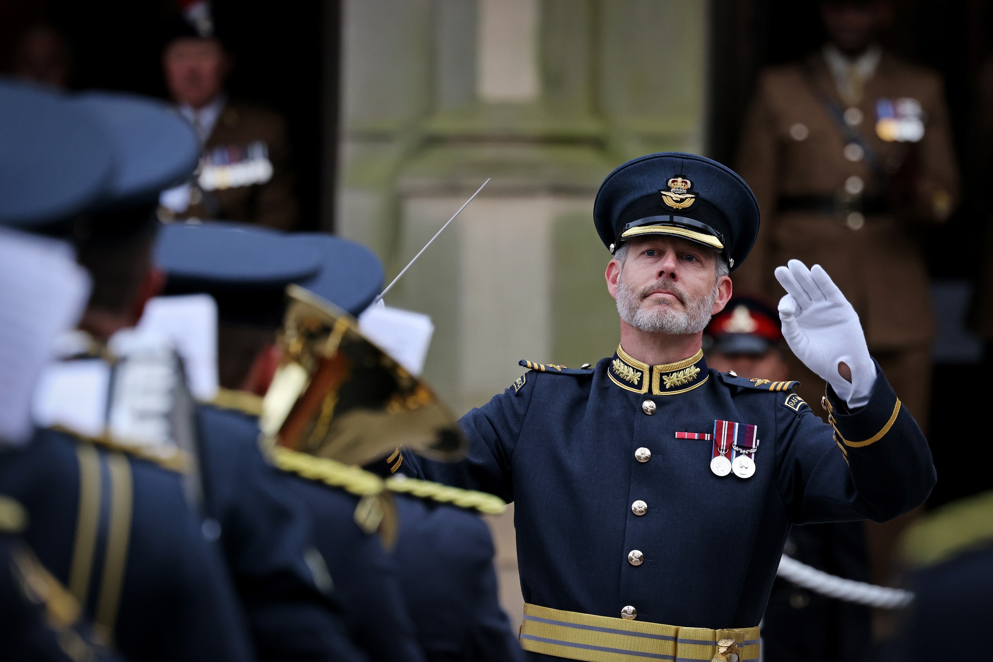 RAF Musician conducts band.